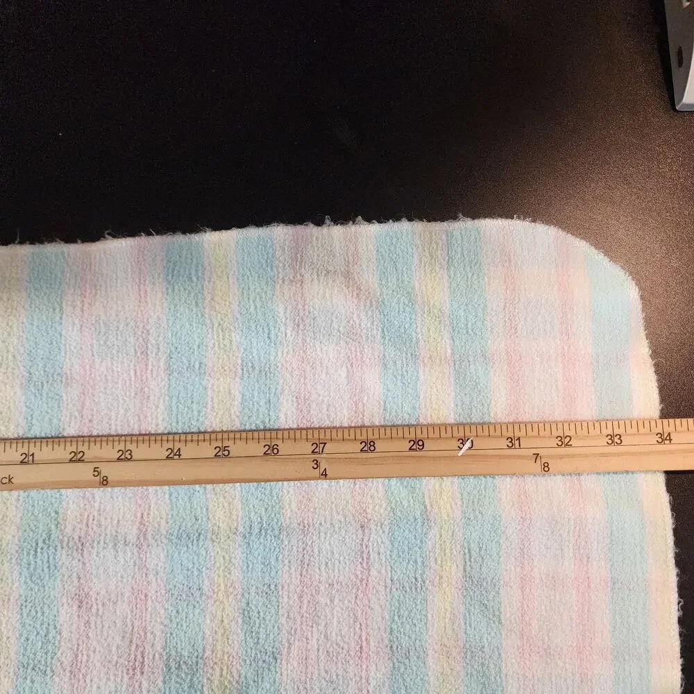 Vintage Carters Baby Receiving Blanket Pink Blue Yellow Plaid Stripe 100% Cotton